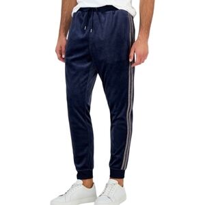 INC International Concepts Men's Side Stripe Black Velour Joggers NWT Size 2XL